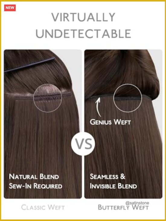 Double Genius Butterfly Weft Sew In Hair Extensions Human Hair 14 Inch 80g
